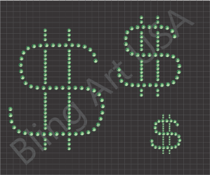 Dollar Sign Rhinestone Download Template Pattern Money Bling Cash Art Cha-Ching Stone Green Stencil System Pay Check Easy Sticky Flock Dollar Bill Color