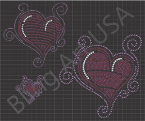 Heart Rhinestone Download File Template Pattern Bling Cute Heart Love SVG PLT EPS PDF Heart With Swirls Stencil Romance System Easy Hearts Sticky Flock Lust